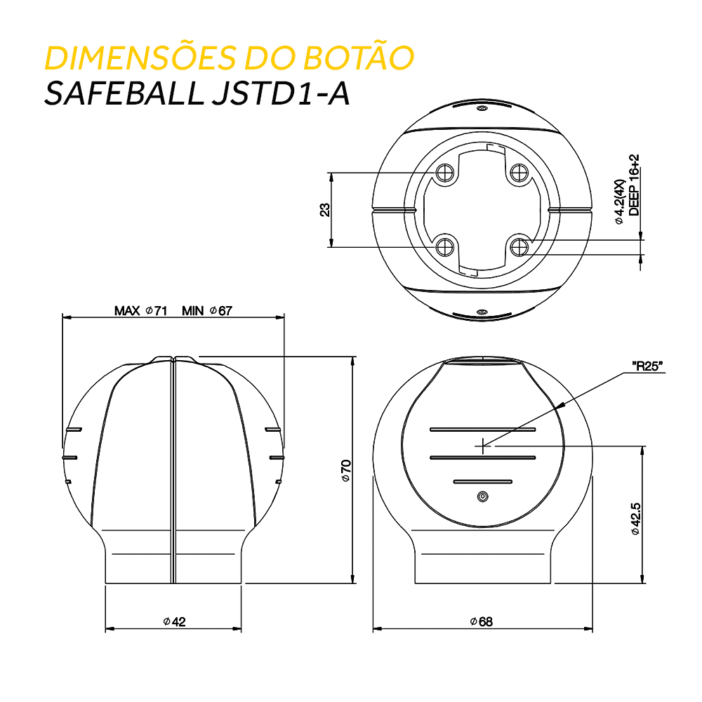 Botão de Comando Safeball NA+NF e Cabo de 2m - JSTD1-A | Heldt Soluções ...